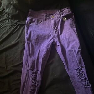 Purple denim skinny jeans
